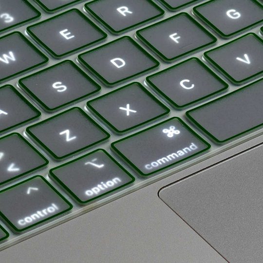 Transparent/Dark Green European Keyboard Cover - MacBook Pro 13”/16" Touch Bar 2019/2022
