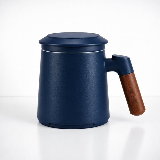 PHILBERT Tea cup with infuser and lid – Dark blue
