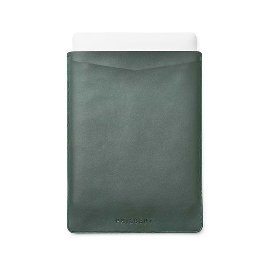 Dark Green Ultra-Slim - Vegan Leather Sleeve - Incl. Strap
