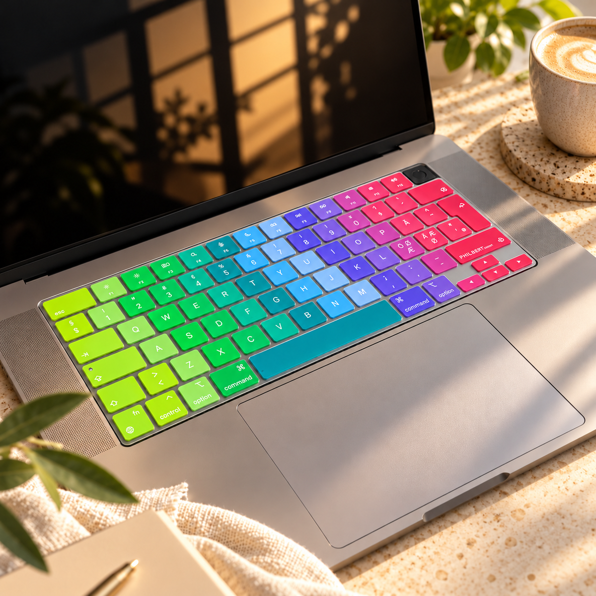 Regnbuefarvet skandinavisk tastaturcover - MacBook Air 13"/15″ & MacBook Pro 14"/16" 2021/26