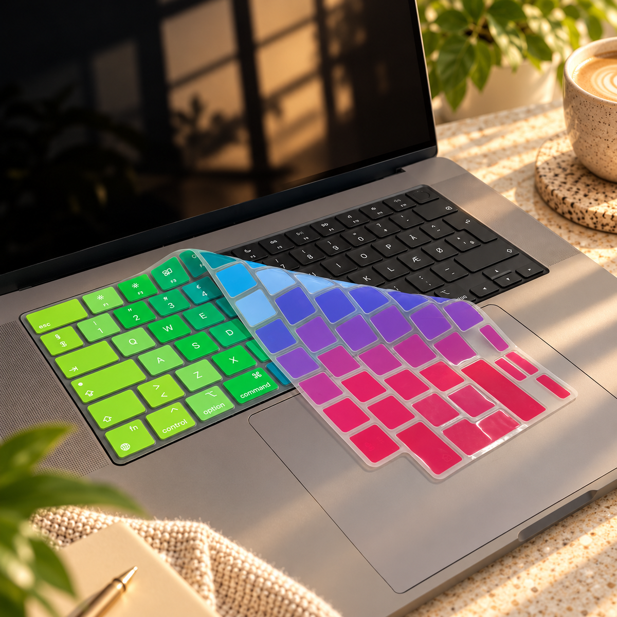 Regnbuefarvet skandinavisk tastaturcover - MacBook Air 13"/15″ & MacBook Pro 14"/16" 2021/26