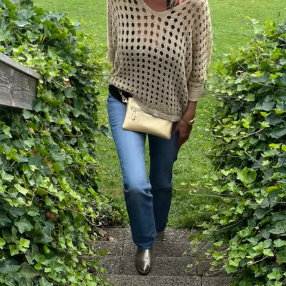 5 in 1 Phone Bag made of genuine leather - Gold