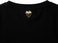 Oversized T-Shirt with Strawberry Plant Blended into the Material - Black