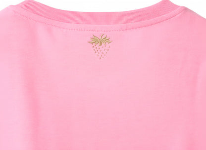 Oversized T-shirt med jordbærplante blendet ind i materialet - Pink