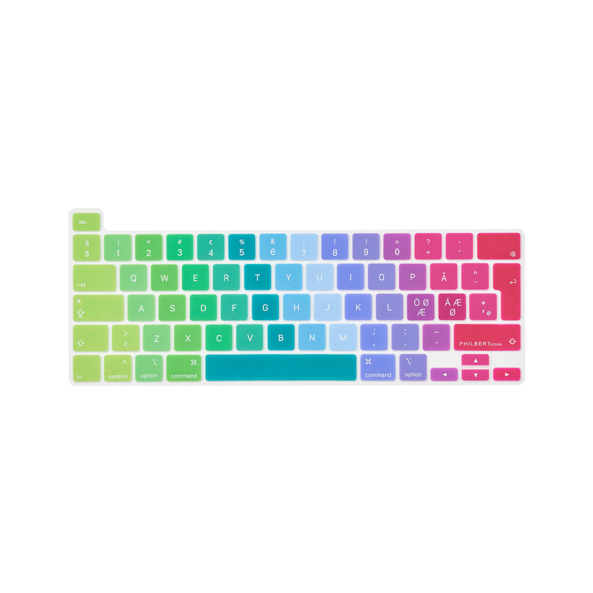 Regnbuefarvet skandinavisk tastaturcover - MacBook Pro 13”/16" Touch Bar 2019/2022