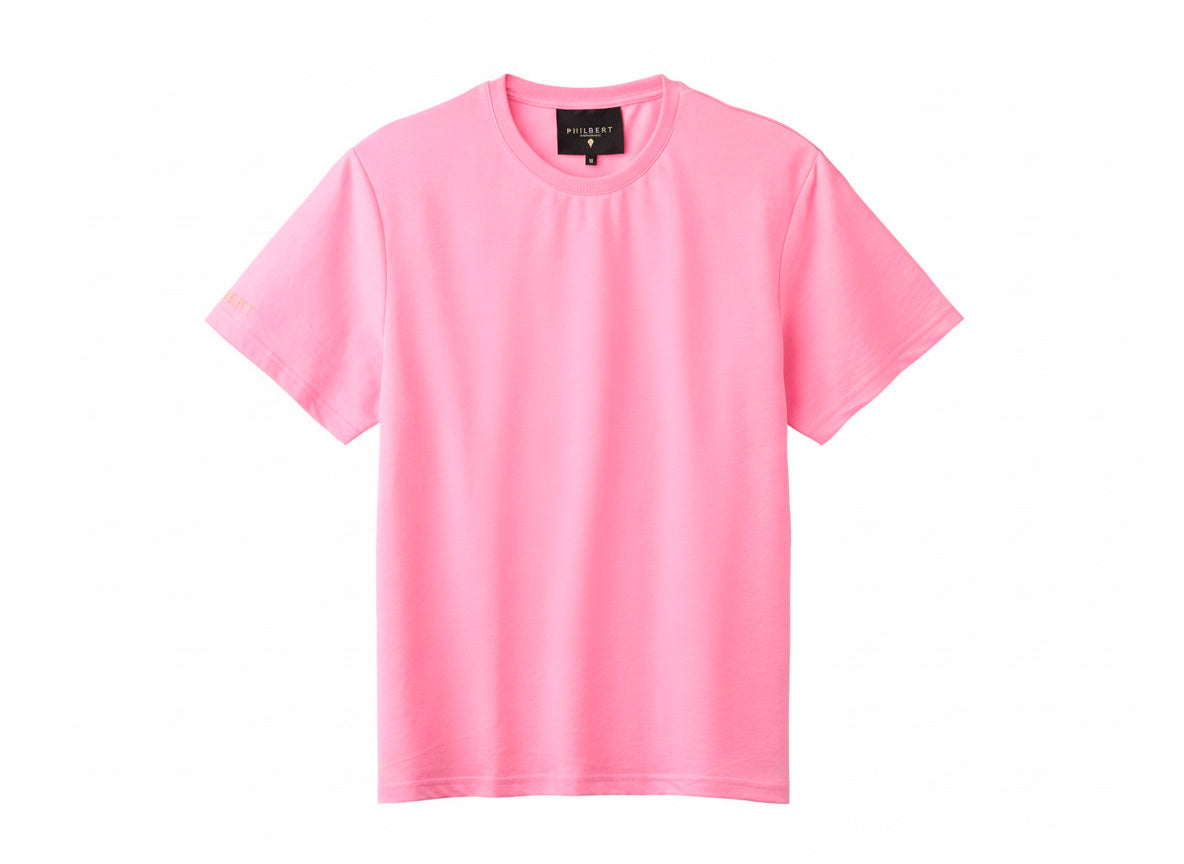 Oversized T-shirt med jordbærplante blendet ind i materialet - Pink
