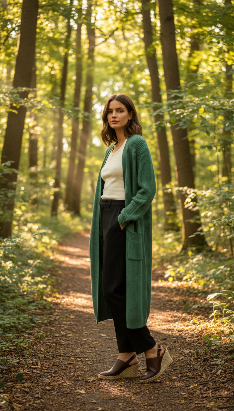 Philbert Long Cardigan - Dusty Green