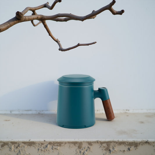 Tekop med si og låg - Blågrøn