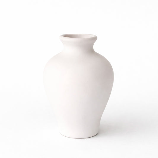 Small curved ceramic vase - White