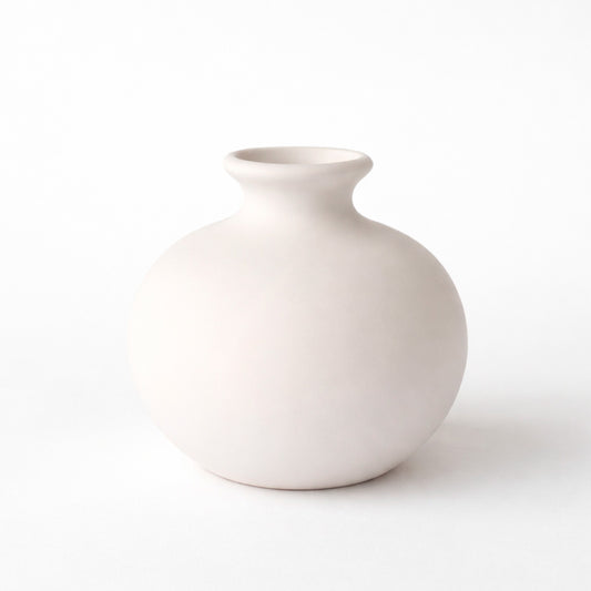 Small round ceramic vase, White