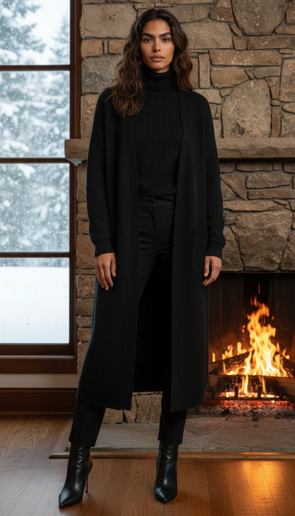 Philbert Long Cardigan - Black