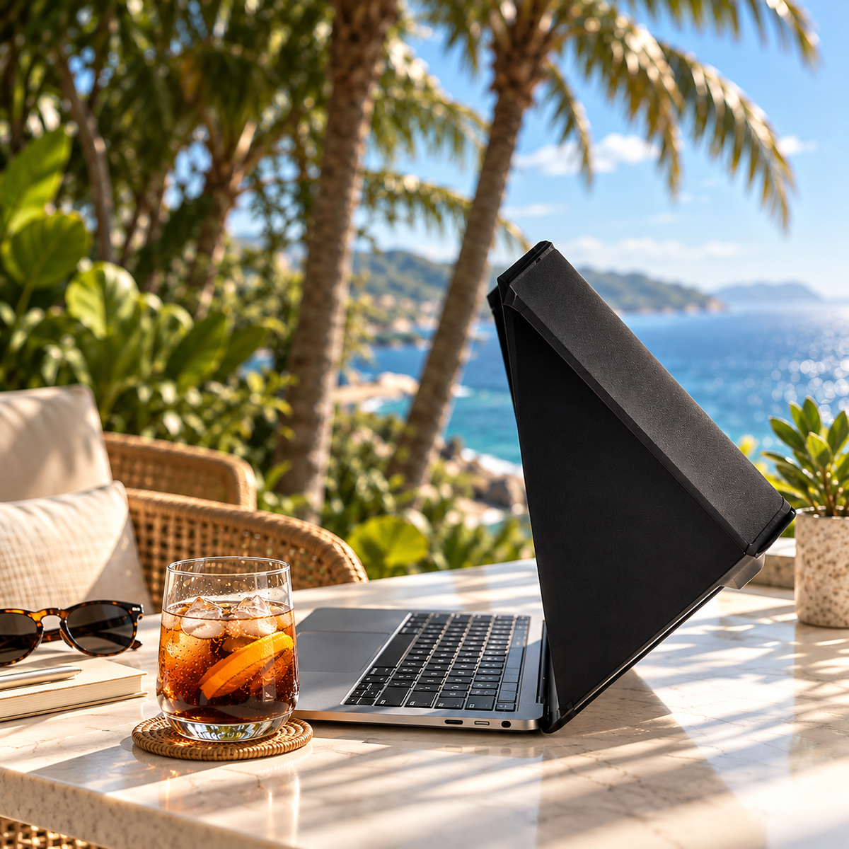 PHILBERT Screen Shade – Slim Hood | Laptop Sun Shade and Privacy | St. Tropez | Black