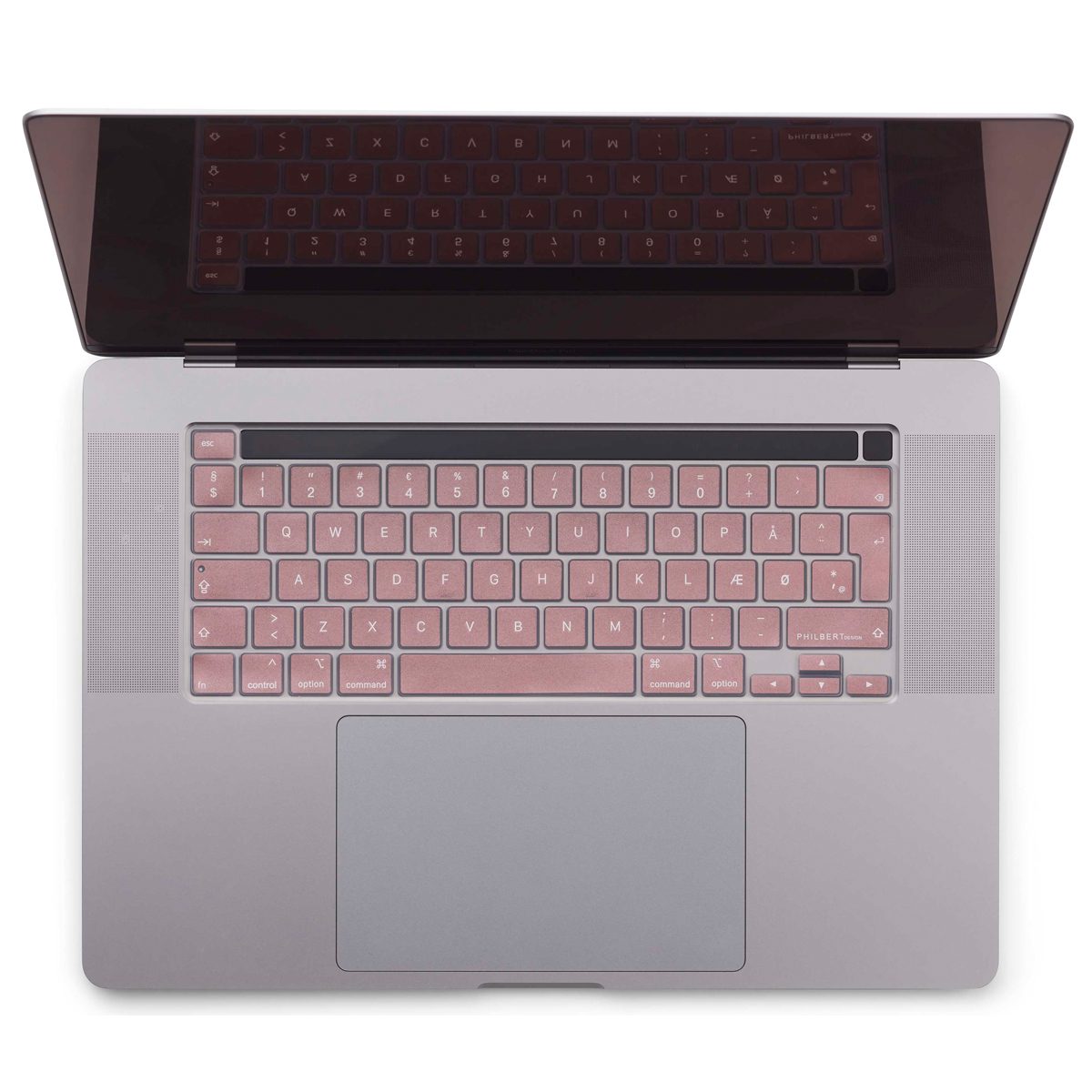 Lyserødt skandinavisk tastaturcover - MacBook Pro 13"/16" Touch Bar 2019/2022