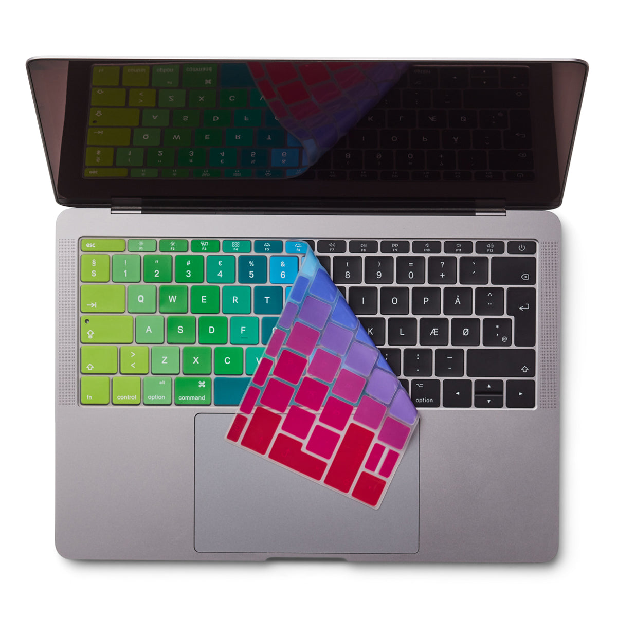 Regnbuefarvet skandinavisk tastaturcover - MacBook Pro 13" & 12" 2015-2019