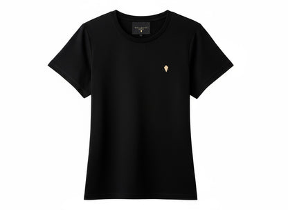 Slim Fit T-Shirt with Strawberry Plant Blended into the Material - Black