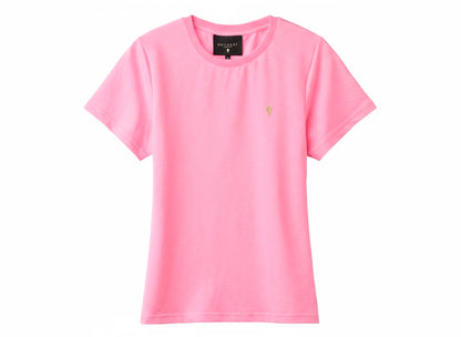 Slim Fit T-Shirt with Strawberry Plant Blended into the Material - Pink