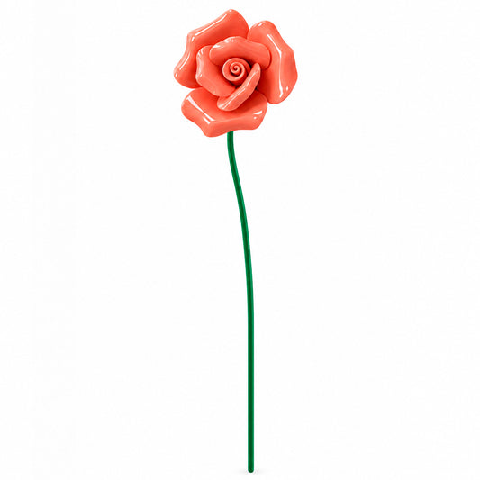 HANDMADE CERAMIC ROSE – CORAL ORANGE